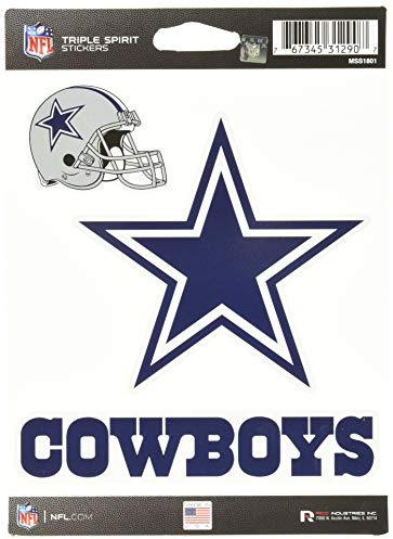 Rico Industries NFL Dallas Cowboys Die Cut Triple Spirit Stickerbogen, Einheitsgröße, Primär, 3-teilig