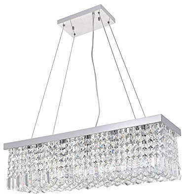 A1A9 Luces de araña de cristal modernas, luces de techo de gota de cristal K9, iluminación colgante rectangular para comedor, sala de estar