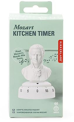 Kikkerland KT50-EU Minuteur de Cuisine Design Mozart ABS Blanc 6,4 x 6,1 x 13,5 cm