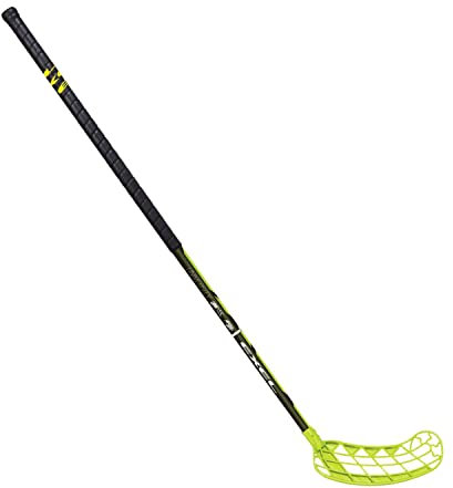 EXEL Floorball Schläger/Unihockey Stock University schwarz/gelb, Uniflex (für Rechtshänder, Rechte Hand Oben am Schläger, sogenannter Linksausleger, Schaftlänge 98 cm)