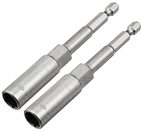 Sourcingmap 2 Pcs 1/4 Quick-Change Hex Shank 10mm Nut Setter Driver Drill Bit, 100mm Length, Metric No-Magnetic