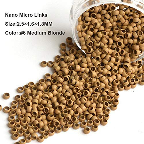 Copper Nano Ring/Beads 2.5 mm Without silicone for Nano tip Hair Extensions 1000 units/lot (6#)