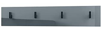 Vladon Wandgarderobe Wandpaneel Garderobenpaneel Linea V2, Made in Germany, in Grau Hochglanz