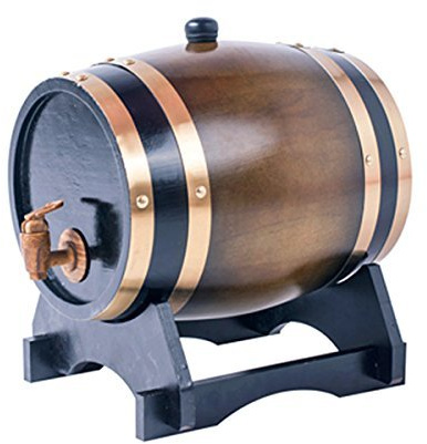 5L Oak Aging Barrels Whiskey Barrel Dispenser Wine Bucket Home Bar Decoration for Storage Wine & Spirits & Whisky Brown (With baked oak chips)
