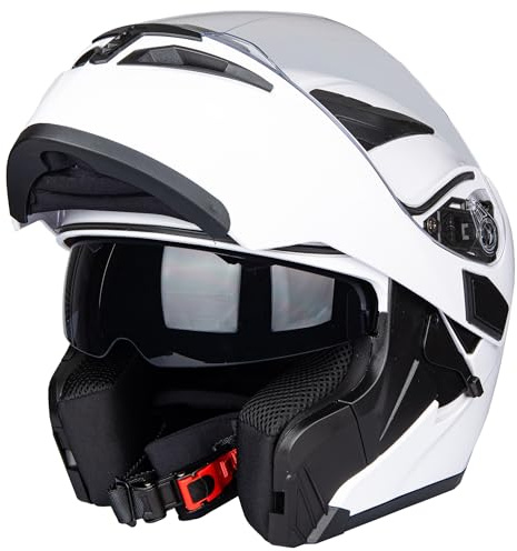 Oubaiya Casco de Motocicleta de Cara Completa, Solapa, Casco de Motocicleta Modular con Doble Visera, Aprobado por la ECE, para Hombres y Mujeres Adultos