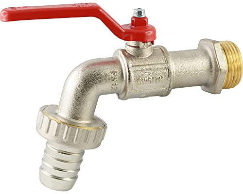 Fittingteile - Messing vernickelt Kugelauslaufhahn für Wasser, Öl, Druckluft, Garten - Kugelhahn mit Außengewinde (Messing vernickelt, G 1)