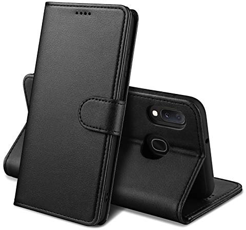 Lanhiem kompatibel mit Handyhülle Samsung A20E, Samsung Galaxy A20E Hülle Leder Flip Case Klappbar Ständer PU Brieftasche Schutzhülle mit Magnetisch Kartenfach Standfunktion, Schwarz