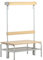 System-Umkleidebank Holz/Stahl, Typ C, mit Schuhrost, lichtgrau, LxBxH cm: 101,5x72,5x165, Doppelseitig, mit Rückenlehne mit Hakenlehne