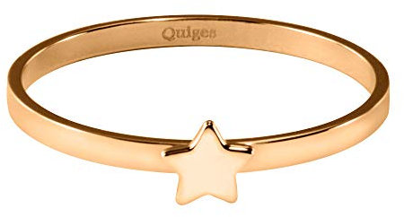 Quiges Acier Inoxydable Or Rose Étoile Unique Anneau Solitaire Intérieur 2mm Hauteur pour Collection de Bague Empilage Taille 22mm (69)