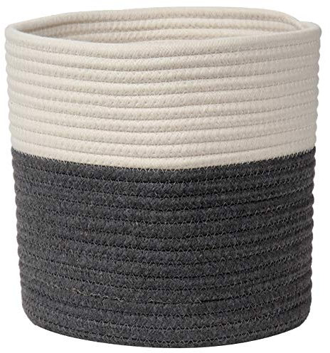 Briful Panier en corde de coton tissée de 25 x 25 cm pour pots de fleurs d'intérieur en jute pour plantes, jouets, travaux manuels, décoration d'intérieur rustique