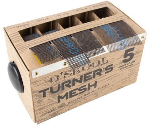 O'SKOOL Turners Mesh Schleifgitter Rolle mit Spender, 5 Rollen Schleifgitter 180, 240, 320, 400, 600
