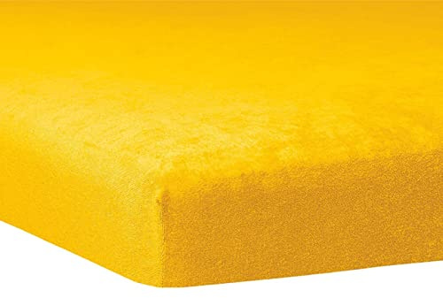 TRAUMSCHLAF weiches, elastisches Flausch Biber Boxspring Topper Spannbettlaken mit Rundumgummi, Größen 140x200 cm - 160x200 cm, Honig
