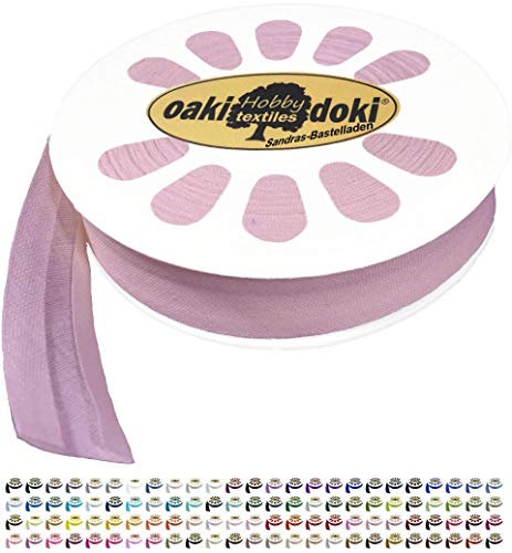 Sandras-Bastelladen 20m Schrägband/Einfassband Baumwolle Uni gefalzt Breite 20mm 748-Rosa
