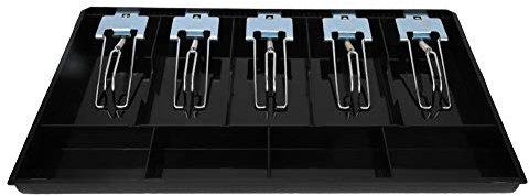 EVTSCAN Neueste Einlage Kassenschublade, 5-fach ABS-Münzregister Verkaufssystem Ersatz Hotelkassierer Safe Currency Aufbewahrungsbox mit Metallclip(Schwarz)