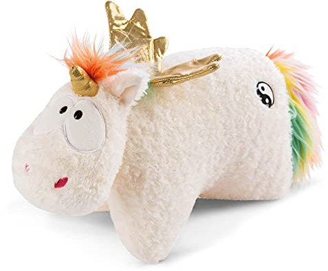 NICI 47383 Kuscheltierkissen Einhorn Rainbow Yang 40x30cm – 2 in 1: Kuscheltier & Kuschelkissen für Mädchen, Jungen & Babys Plüschtier-Kissen in einem, weiß/bunt, 1 Stück (1er Pack)