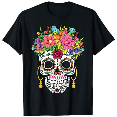 Sugar Skull Day Of The Dead Dia De Los Muertos Halloween T-Shirt