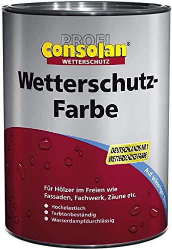 Consolan Profi Wetterschutzfarbe Holzschutz außen 2,5 Liter Ral 1013 Perlweiß