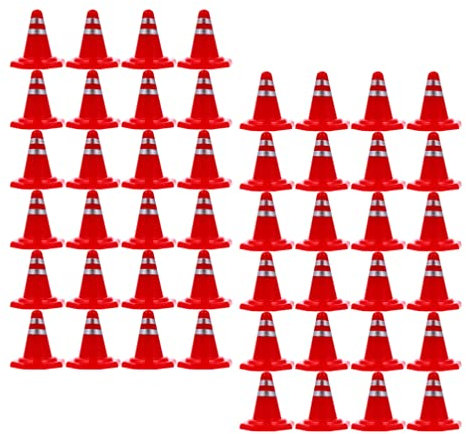 TOYANDONA Mini Pylonen Miniatur Pylonen Leitkegel Warnkegel Pylone Hütchen Verkehrskegel Markierungshütchen Markierungskegel für Modellbau Fußballtraining Straßensperre Spielzeug 60 Stück