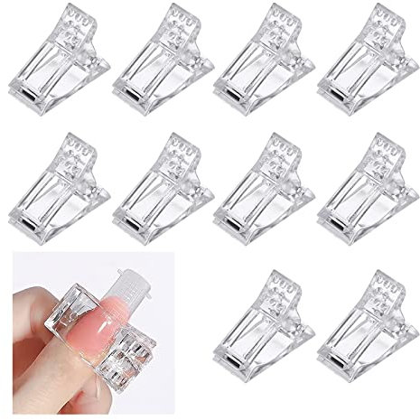 DAQIEPIN Pack of 10 Nail Clippers Polygel Clip Polygel Nail Extension for Quick Construction Polygel Transparent
