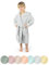 Ehrenkind® Bademantel Kinder mit Kapuze 100% Bio-Baumwolle | Kinderbademantel | Junge Mädchen | Größe 146/152 Hellgrau