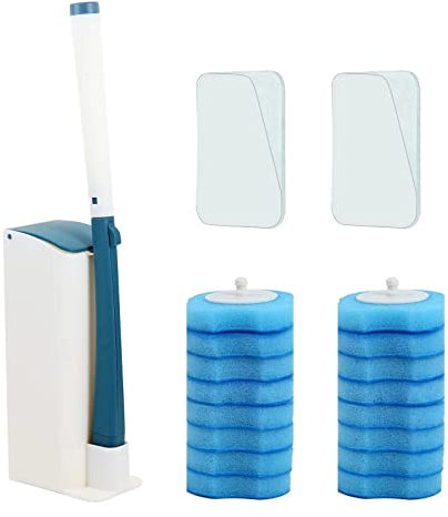 Wall Toilet Wand Kit, Disposable Toilet Cleaning Set with 16 Toilet Wand Refill Heads, Toilet Brush With Holder for Bathroom Cleaning