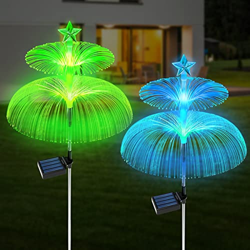 2 Stück Solarlampen für Außen Garten, Gartendeko für draußen, Solarleuchten für Außen, Wasserdicht Auto EIN/Aus Solarleuchten Garten Deko für Rasen, Terrasse, Hof, Geschenke