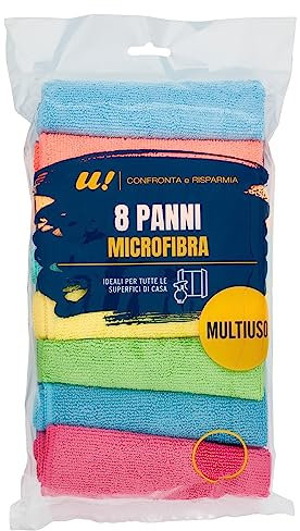 U! Confronta e Risparmia Unes Panni Microfibra Multiuso, Confezione da 8