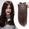 S-noilite Hair Toppers für Frauen,Toupet Toppers Haarverlängerung Haarteile Perücken mit Fransen,Haartopper Basis 15x15cm, Clip in Synthetischen Haarteile, Glatt 45cm 170g Auburn Braun