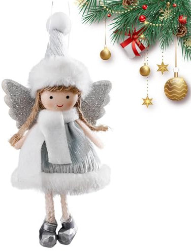 Aizuoni Weihnachtsengel Mädchen Dekoration - Plüsch-Engel-Puppen-Anhänger, Niedliche Weihnachts-Basteldekoration - Weihnachtsbaum Hängende Dekorationen Plüsch Ornament Kinder Mädchen Geschenk