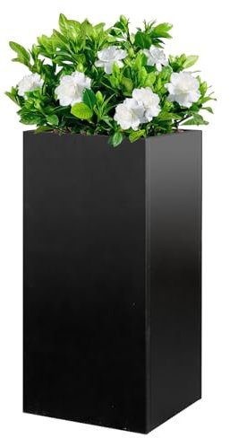 GZLVSOW Pflanzgefäß aus verzinktem Stahl, metallisch, schwer, für Outdoor-Pflanzen, Metall-Pflanzgefäß, 35,6 x 35,6 x 76,2 cm, gespleißter Blumentopf mit Trennwänden für draußen, drinnen, Garten