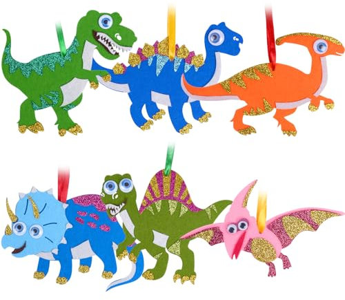 Ainiv 6 Stück Dinosaurier Bastelset Kinder Kreativsets zum Basteln DIY Bastelhandwerk Kreativ Kunsthandwerk Dino Moosgummi Bastelset für Jungen Mädchen Kindergeburtstag Bastelarbeiten