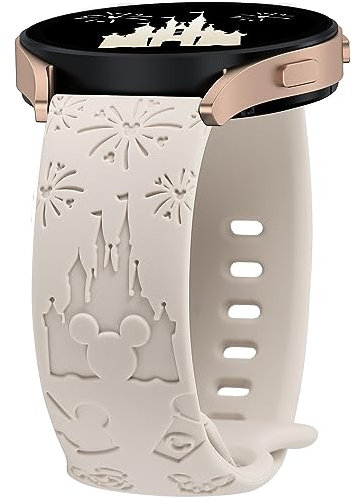 BEEXI Cartoon Gravierte Armband Kompatibel Mit Samsung Galaxy Watch 6/7/4/5 Active 2 40mm 44mm Damen, 20mm Weiches Silikonarmband für Watch 6 Classic 43mm 47mm/5 Pro 45mm/FE 40mm