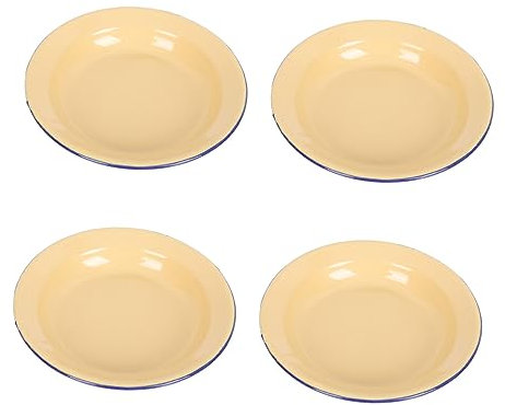 Milisten 4pcs Enamel Plate Retro Dinner Plates Enamelware Raised Salad Plate Enamelware Plates Chip Dip Pastry Plate Snack Trays Enamel Dinner Plates Large Shallow Soup Plate Mix