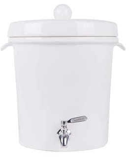 Ecofiltro Dispenser di depuratore d'acqua in ceramica bianca da 2,1 galloni con carbone attivo, ecologico per casa, ufficio e cucina, sistema di filtraggio dell'acqua da banco alimentato a gravità