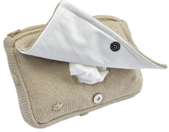 Meyco Feuchttücheretui gestrickt One size Feuchttuch Tasche Sand | tragbarer Feuchttuchspender - Innenseite Klappe wasserabweisend - seitlicher Reißverschluss