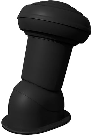 Decket Entlüfterkamin VIRTUM DN125, Ø 125 mm Durchmesser | Kamin für Plattdach; Trapezblech & Doppelfalzblech; Dachentlüftung aus Polypropylen; mit Durchgangsabdeckung; Schwarz