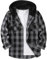 GEEK LIGHTING Men's Plaid Shirt Checked Shirts Mens Flannel Shirt Button Down Long Sleeve with Drawstring Casual Double Chest Pockets Classic Shirt Jacket XL Deep Grey