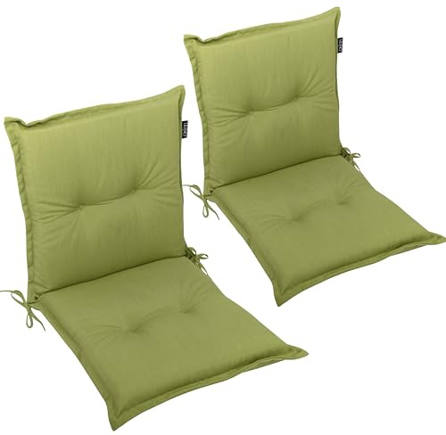 LILENO HOME Gartenstuhl Auflagen als [2er Set - Niedriglehner] in Grün | bequeme Liegen als Sitzauflagen für Gartenmöbel - Stuhlkissen für Gartenstühle und Klappstühle MAR