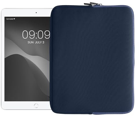kwmobile Neoprene Pouch Compatible with 13 Tablet - Universal Sleeve Case Cover with Zipper for Tablet - Dark Blue