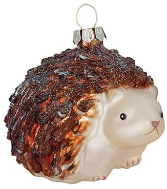 Christbaumschmuck Glas 8cm - Igel Figur zum Aufhängen - handbemalt - Weihnachtsbaum Anhänger für Weihnachten - Christbaumanhänger & Weihnachtsbaumschmuck - Wald Tiere Braun