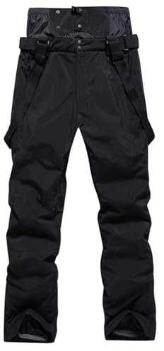 Wasserdichte Skihose für Damen – Damen-Ski-Lätzchen und -hose, winddicht, warm, atmungsaktiv, winddicht, Snowboard-Wanderhose, wasserdicht, winddicht, Ski-Latzhose, Skihose für Damen, Schwarz , XXL