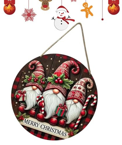 Plaque de porte de Noël, décoration de sapin de Noël - Décoration de Noël - Décoration murale et de fenêtre pour l'extérieur - Plaque en bois - Décoration de Noël pour la maison