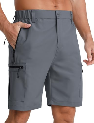 APTRO Mens Cargo Hiking Shorts Outdoor Lightweight Golf Casual Shorts for Men with 5 Zipper Pockets Dark Grey XXL