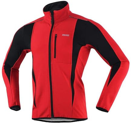 VeloZenith Fahrradjacke Herren Winter Wasserdicht Thermo Atmungsaktiv Reflektierend MTB Radjacke Herren Winter für Outdoor,Radfahren,Trekking,Klettern(Rot, XXL)