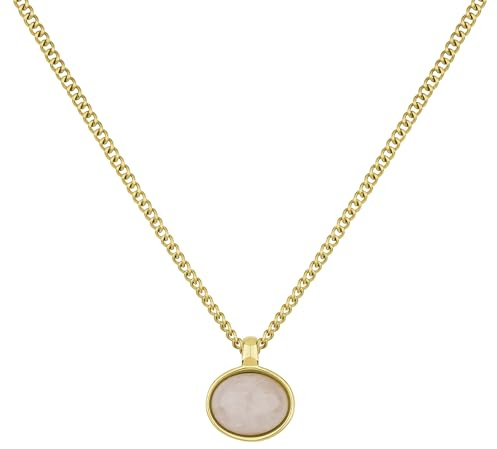 Einzelstück Ubud Halskette mit Naturstein Anhänger 14K vergoldet Edelstahl (Ubud Halskette Rosequartz)