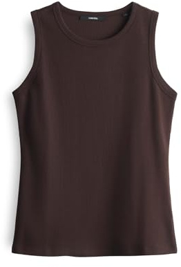 someday Damen Top | Geripptes Top KLEANNE Slim aus BCI Cotton Mix Dark Espresso, 40