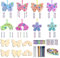 14 Stück Windspiel Bastelset Kinder Schmetterling Blume und Regenbogen, Holz Bastelsets, mit Buntes Polyesterband, Windspiel, Aquarellstift und Edelsteinaufkleber für Kindergeburtstag Basteln