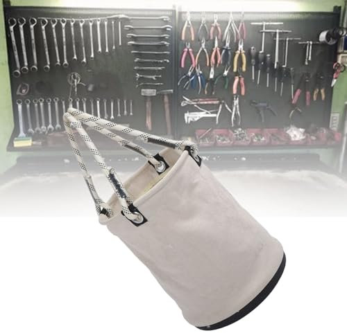 Heavy Duty Tool Bucket, Canvas Wide Opening Storage Bag with 30KG Load Rating, Ideal for Garden Tools and Construction Projects