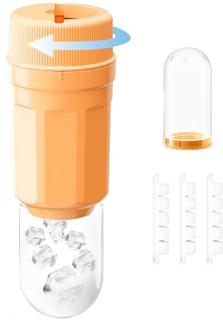 Casbomy Molde de Cubitos de Hielo con Vaso de Desenclavamiento Rotatorio y Funda Protectora contra el Polvo, Vaso Giratório con Juego de 3 Mini Moldes para Cubitos de Hielo, Libre de BPA para Jugo