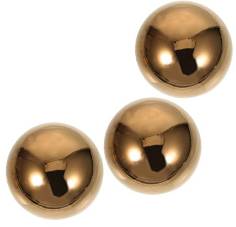 VICASKY Edelstahlkugeln Gartenkugel 3 StüCk Reflektierende Dekokugeln FüR Garten Und Teich 7 6 cm Hohlkugeln FüR AußEnbereich Deko Goldfarben